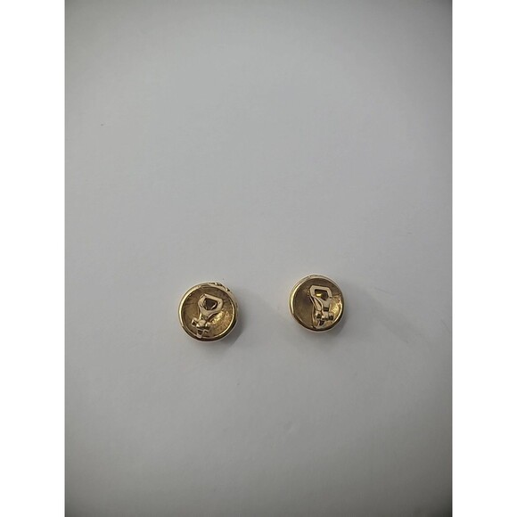 Vintage Earrings Clip On Yellow Round Gold Tone Swirl Accents Jewelry Costume - Picture 13 of 13